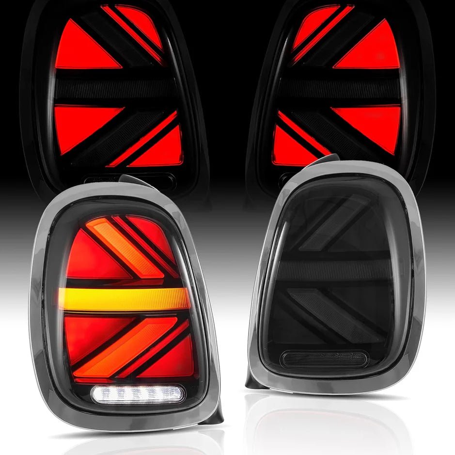 BMW Mini Cooper Hatch F55 F56 F57 Full LED Taillights Chrome Trim 2014 - 2019